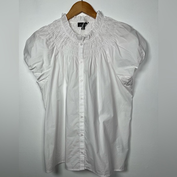 NWT J.CREW Size XXS, XL, XXL Smocked-neck top White - Picture 6 of 15